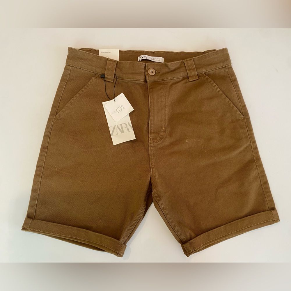 Zara Brown Chino Shorts 40 NWT